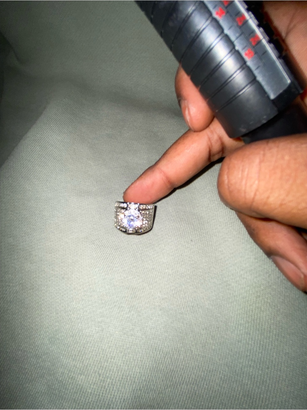Gold-Tone Pave Statement Ring with Center Stone - Picture 5 of 5